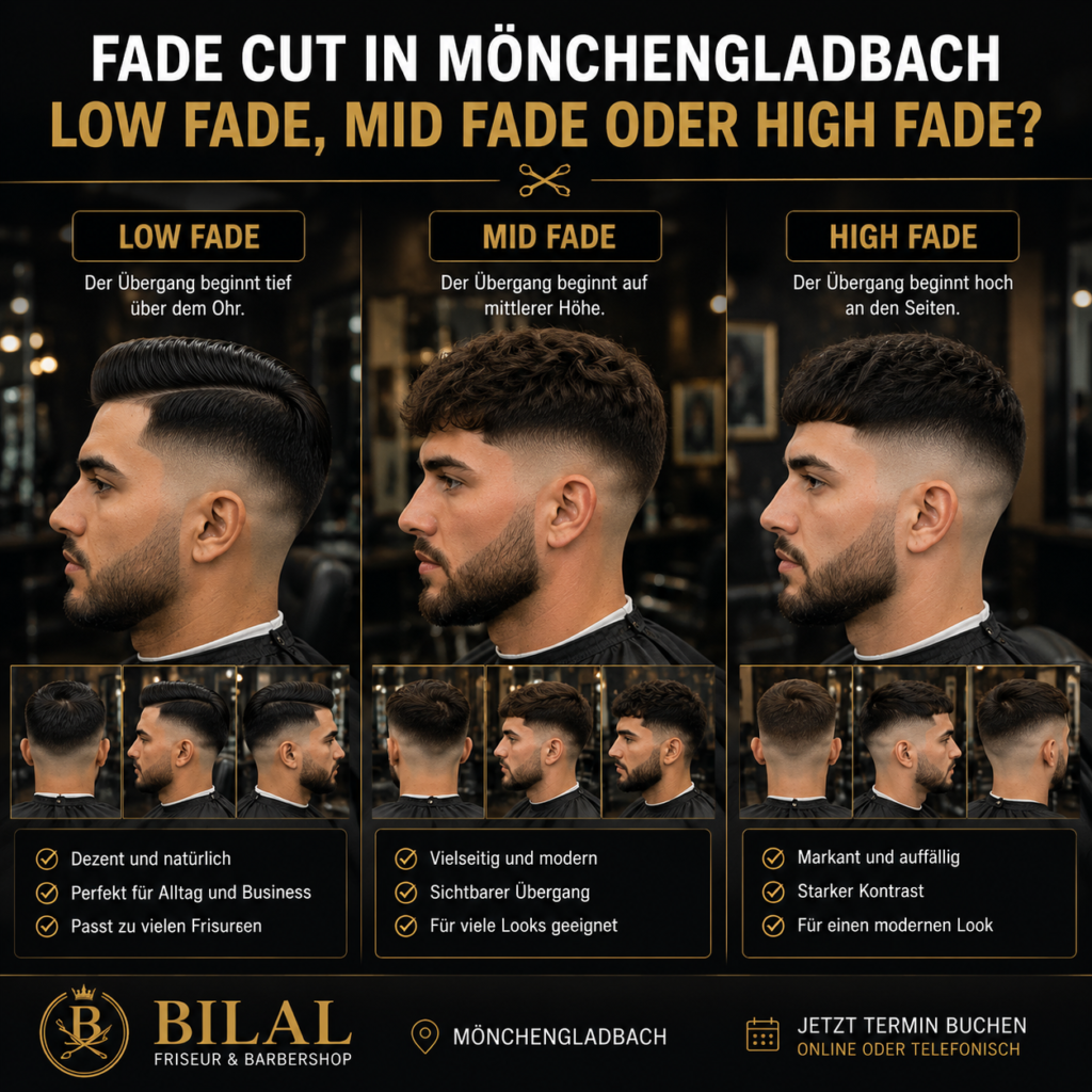 Fade Cut in Mönchengladbach: Low Fade, Mid Fade oder High Fade?